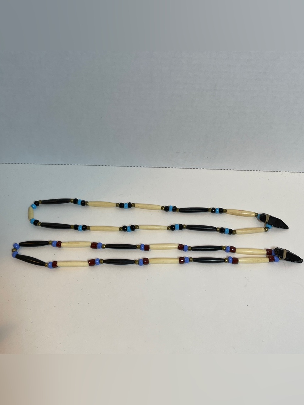 2 NATIVE AMERICAN Arrowhead Necklaces with beads and stones (possibly Bone Too)